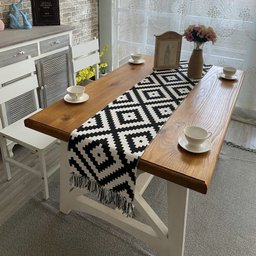 Linho de algodão de luxo corredor mesa buffalo xadrez borla mesa de casamento decoração chá café mes - 1