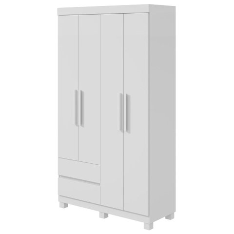 Guarda-roupas Solteiro 4 Portas 2 Gavetas sem Espelho com Pés Zeus - Lp - Rei de Casa Branco
