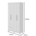 Ver imagem 2 de Guarda-roupas Solteiro 4 Portas 2 Gavetas sem Espelho com Pés Zeus - Lp - Rei de Casa Branco