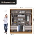 Ver imagem 2 de Guarda-Roupa 100% MDF 3 Portas de Correr 4 Gavetas com Espelho 193x213x55cm Cinamomo