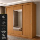 Ver imagem 3 de Guarda-Roupa 100% MDF 3 Portas de Correr 4 Gavetas com Espelho 193x213x55cm Cinamomo