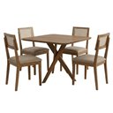 Ver imagem 1 de Mesa de Jantar Cacau com 4 Cadeiras Estofadas Encanto Linho Bege Ornar