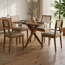 Ver imagem 2 de Mesa de Jantar Cacau com 4 Cadeiras Estofadas Encanto Linho Bege Ornar