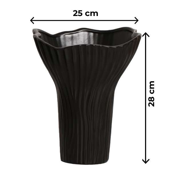 Vaso Cerâmico Texturizado Preto 25x28 Cm Cerâmica Mazzotti - 2