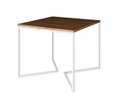 Ver imagem 1 de Mesa de Jantar Industrial Base De Ferro Branco em V Tampo 90x90 Amêndoa
