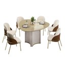Ver imagem 6 de Mesa de Sala Jantar Chanel C/ Tampo Madeirado C/ Vidro Orgânico 136x136cm Off White/off White - Dj