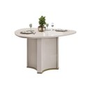 Ver imagem 1 de Mesa de Sala Jantar Chanel C/ Tampo Madeirado C/ Vidro Orgânico 136x136cm Off White/off White - Dj