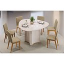 Ver imagem 3 de Mesa de Sala Jantar Chanel C/ Tampo Madeirado C/ Vidro Orgânico 136x136cm Off White/off White - Dj