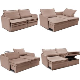 Sofá sem Caixa Retrátil Baú 1,75m Lounge Linho Bege Claro Cama inbox - 10