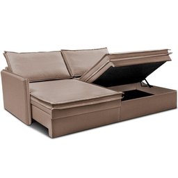 Sofá sem Caixa Retrátil Baú 1,75m Lounge Linho Bege Claro Cama inbox - 16