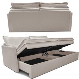 Sofá sem Caixa Retrátil Baú 1,75m Lounge Linho Bege Claro Cama inbox - 7