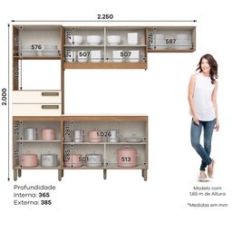 Cozinha Compacta com Tampo 7 Portas 2 Gavetas Jasmine Espresso Móveis - 4