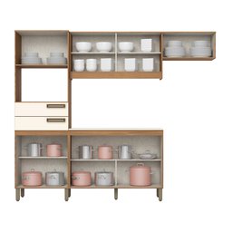 Cozinha Compacta com Tampo 7 Portas 2 Gavetas Jasmine Espresso Móveis - 3