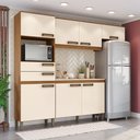 Ver imagem 1 de Cozinha Compacta com Tampo 7 Portas 2 Gavetas Jasmine Espresso Móveis Branco/Nature/Off White