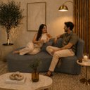 Ver imagem 2 de Sofá Divã Orgânico Charlotte Sala 180cm Bouclé Cinza