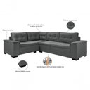 Ver imagem 2 de Sofá Viena Canto Suede Plus Confortável Pés Madeira Império Cinza 380