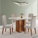 Ver imagem 2 de Conjunto de Mesa Sala de Jantar Tampo com Vidro Mond 1,20m 4 Cadeiras Bele Veludo Viero Madeirado