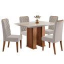 Ver imagem 1 de Conjunto de Mesa Sala de Jantar Tampo com Vidro Mond 1,20m 4 Cadeiras Bele Veludo Viero Madeirado
