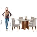 Ver imagem 3 de Conjunto de Mesa Sala de Jantar Tampo com Vidro Mond 1,20m 4 Cadeiras Bele Veludo Viero Madeirado