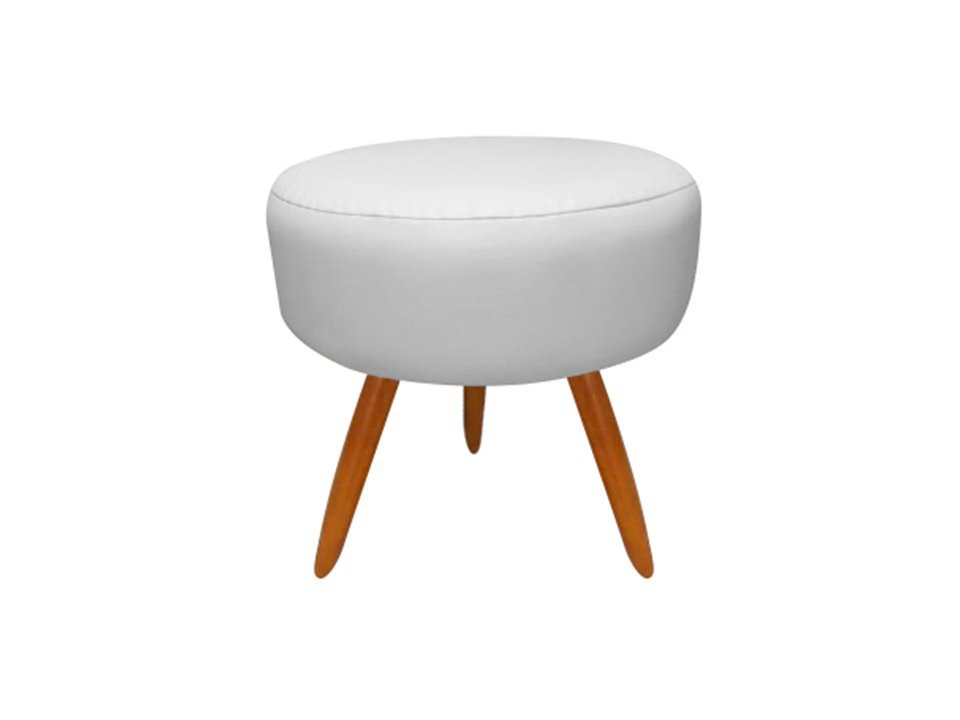 Kit 2 Poltronas Decorativa Bia + Puff Redondo Suede Branco Pés Madeira Ms Decor - 3