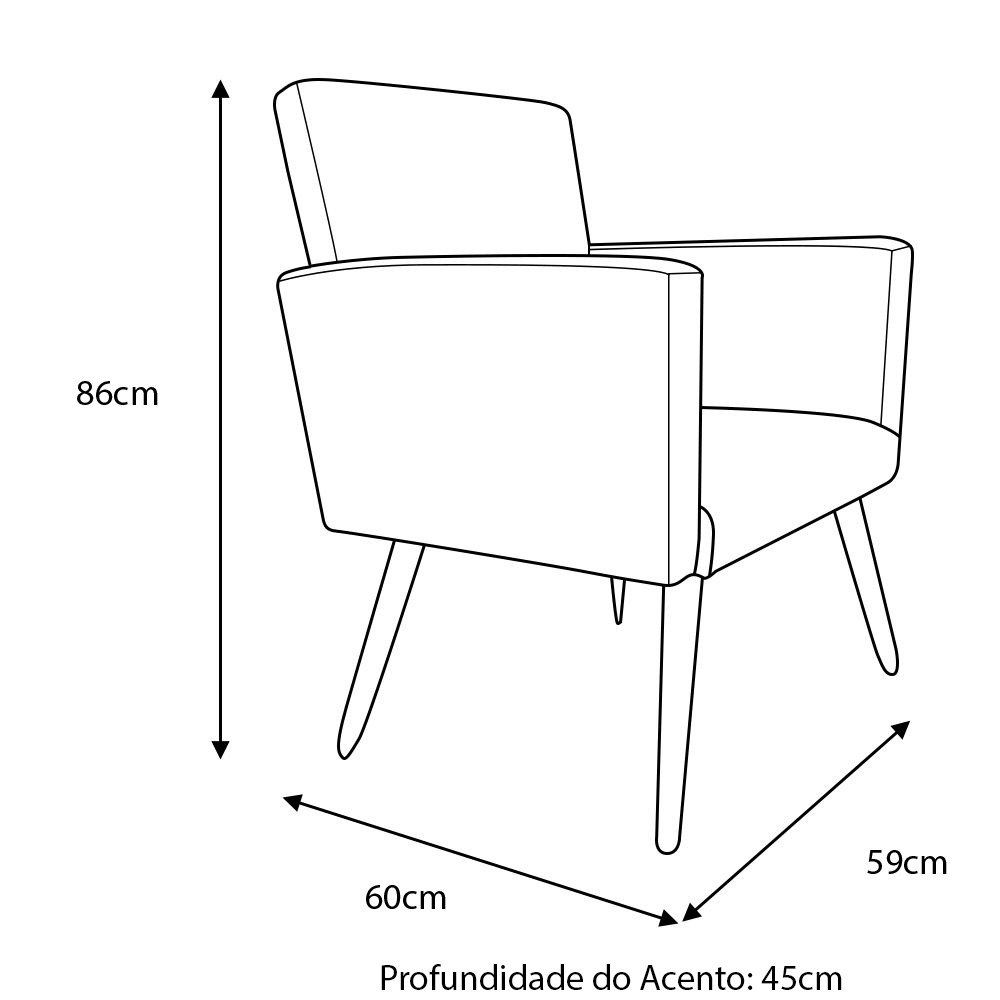 Kit 2 Poltronas Decorativa Bia + Puff Redondo Suede Branco Pés Madeira Ms Decor - 2