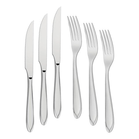 Kit - Jogo de Faca e Garfo Luxo Laguna 96 Peças em Aço Inox Itop - Tramontina