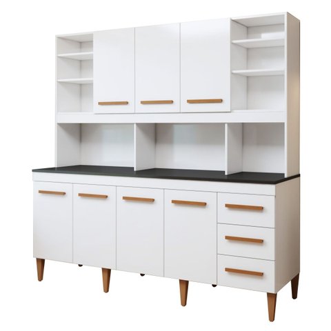 Kit de Cozinha Atenas 7 Portas 3 Gavetas - Kaiki Móveis Branco