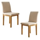 Ver imagem 1 de Conjunto 2 Cadeiras para Sala de Jantar com Pés em Madeira Maciça Bella Bege/Cinamomo/Veludo Palha