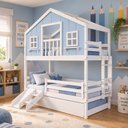 Ver imagem 2 de Treliche Casinha Dos Sonhos com Varanda Kit Escorregador e Grade Proteção Madeira Maciça Branco