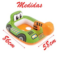 Boia Bote Inflável Infantil Retroescavadeira Praia Piscina 86cm - 2