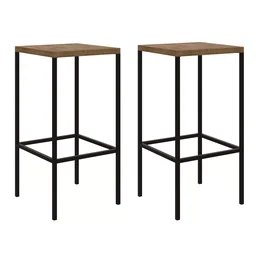 Kit 2 Banquetas Altas Industrial Steel Quadra  - 1