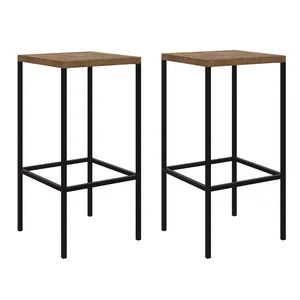 Kit 2 Banquetas Altas Industrial Steel Quadra 