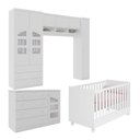 Ver imagem 3 de Quarto de Bebê Completo Guarda Roupa Cômoda Infantil Eloisa com Berço 1344 Branco Qmovi Phoenix
