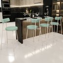 Ver imagem 2 de Kit 02 Banquetas Baixa Bar Cozinha Sala de Jantar Aço Milão Arena L02 Linho Verde Menta - Lyam Decor