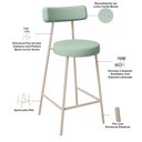Ver imagem 4 de Kit 02 Banquetas Baixa Bar Cozinha Sala de Jantar Aço Milão Arena L02 Linho Verde Menta - Lyam Decor