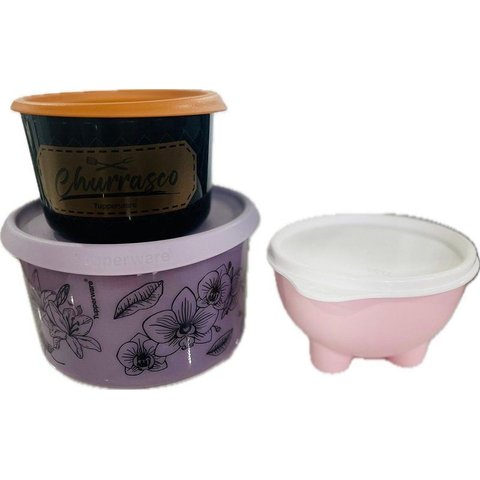 Tupperware Kit 3 Peças Pote Churrasco Saleiro e Pote 1,5 Litros Kit 3 Peças Pote Churrasco Saleiro e