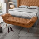Ver imagem 6 de Kit Cabeceira Cama Box Casal 195cm Madrid com Puff Recamier Santorini Couríssimo Whisky