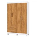 Ver imagem 3 de Guarda-roupa Solteiro Genova 4 Portas 2 Gavetas 22112 Branco/cinamomo - Carioca Móveis
