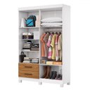 Ver imagem 4 de Guarda-roupa Solteiro Genova 4 Portas 2 Gavetas 22112 Branco/cinamomo - Carioca Móveis