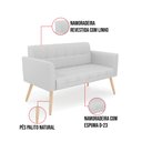 Ver imagem 5 de Kit 1 Sofá Namoradeira e 2 Poltronas Elisa Linho Cinza A05 Pés Palito Natural - D’Rossi