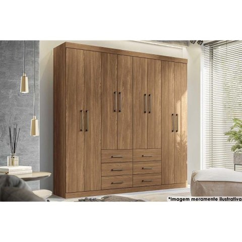 Guarda Roupa 8 Portas e 6 Gavetas Liverpool Jatoba - Santos Andirá