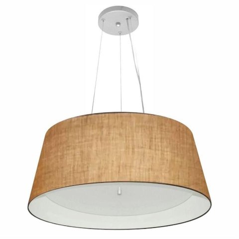 Lustre Pendente Cone Vivare Md-4015 Cúpula em Tecido 25x60x50cm - Bivolt Palha-branco 127/220v