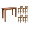 Aparador de Apoio 1,30m para Bar Rústico Decorativo com 4 Banquetas Bh em Madeira Maciça - Natural - 1
