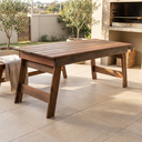 Ver imagem 1 de Mesa de Jardim Retangular 8 Lugares Rústica Madeira Maciça Eucalipto Gran Nogueira Yescasa Marrom