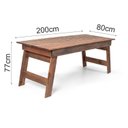 Ver imagem 3 de Mesa de Jardim Retangular 8 Lugares Rústica Madeira Maciça Eucalipto Gran Nogueira Yescasa Marrom