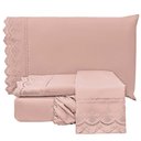 Ver imagem 1 de Jogo de Lençol Casal Bordado Inglês Lauren 3 Peças Rosê