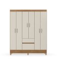 Ver imagem 2 de Guarda-roupa Ecom Ii 128m com Cabideiros, 2 Gavetas e Prateleiras - Amendola Touch/ Off White Demóbi