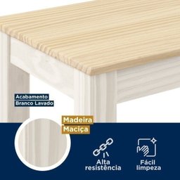Mesa de Madeira Maciça 4 Lugares com Bancos Mandacaru Cabecasa MadeiraMadeira - 5
