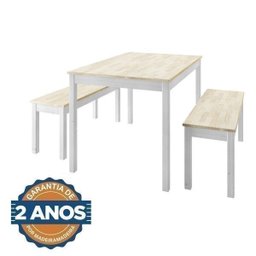 Mesa de Madeira Maciça 4 Lugares com Bancos Mandacaru Cabecasa MadeiraMadeira - 6
