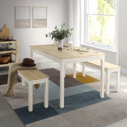 Mesa de Madeira Maciça 4 Lugares com Bancos Mandacaru Cabecasa MadeiraMadeira - 1